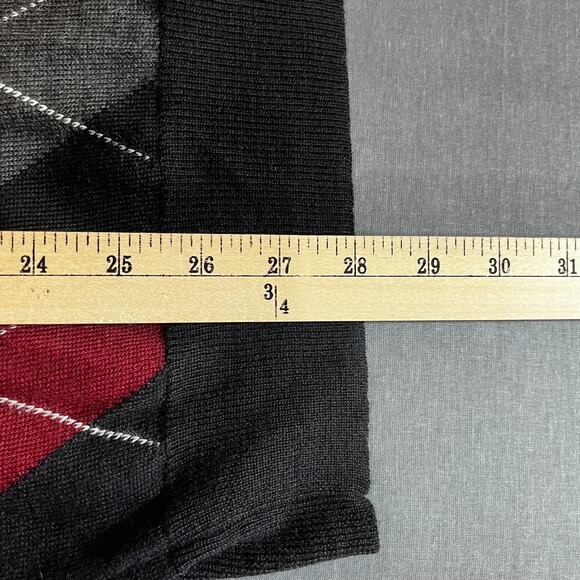 INC International Concepts Merino Wool Sweater Mens Size XL‎ Black Argyle Blend - Picture 8 of 9